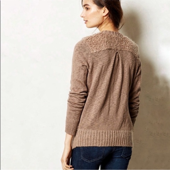 Anthropologie Sleeping on Snow Slubby Boucle Cardigan Mohair Tan - Picture 5 of 14